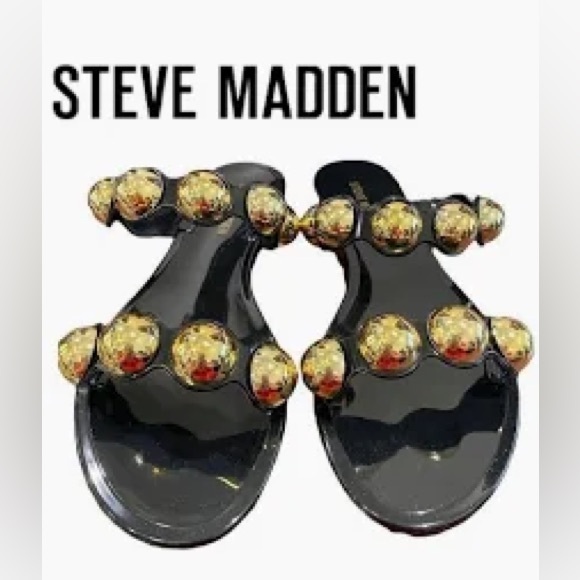 Steve Madden Shoes - Steve Madden Black and Gold Chrishelle Jelly Embellished Sandals